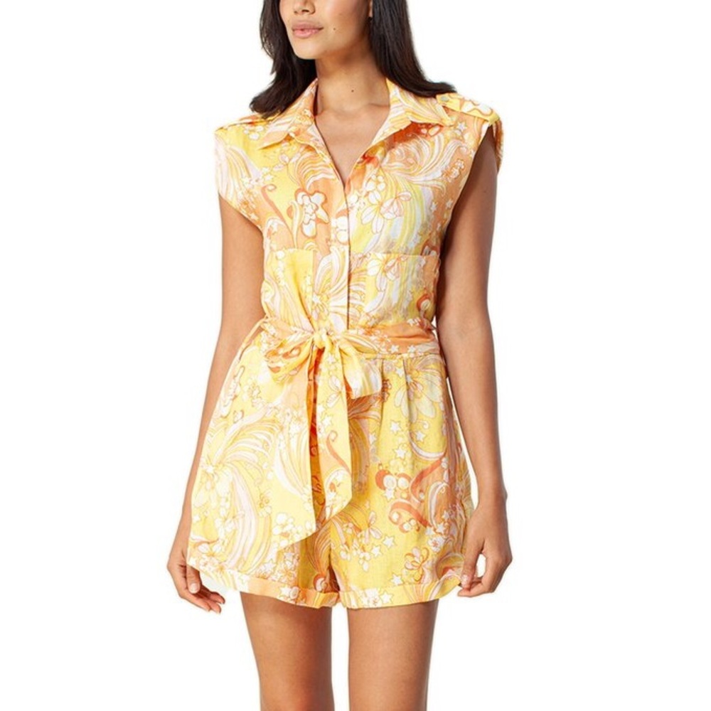 Hale Bob Yellow and Orange Floral Swirl Romper